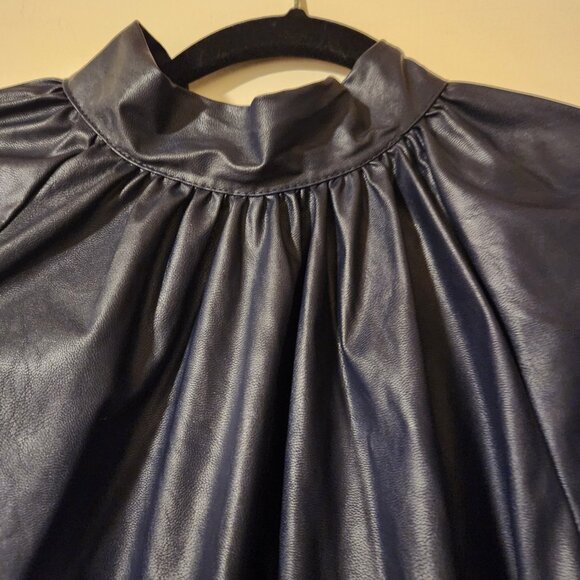 Rachel Comey NWT Medium Deep Navy Faux Leather Blouse Tie in the back - Picture 5 of 5